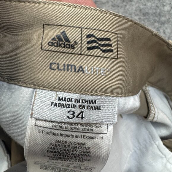Adidas Shorts Mens Size 34 Beige Khaki Golf Flat Front Performance Climalite - Picture 3 of 7